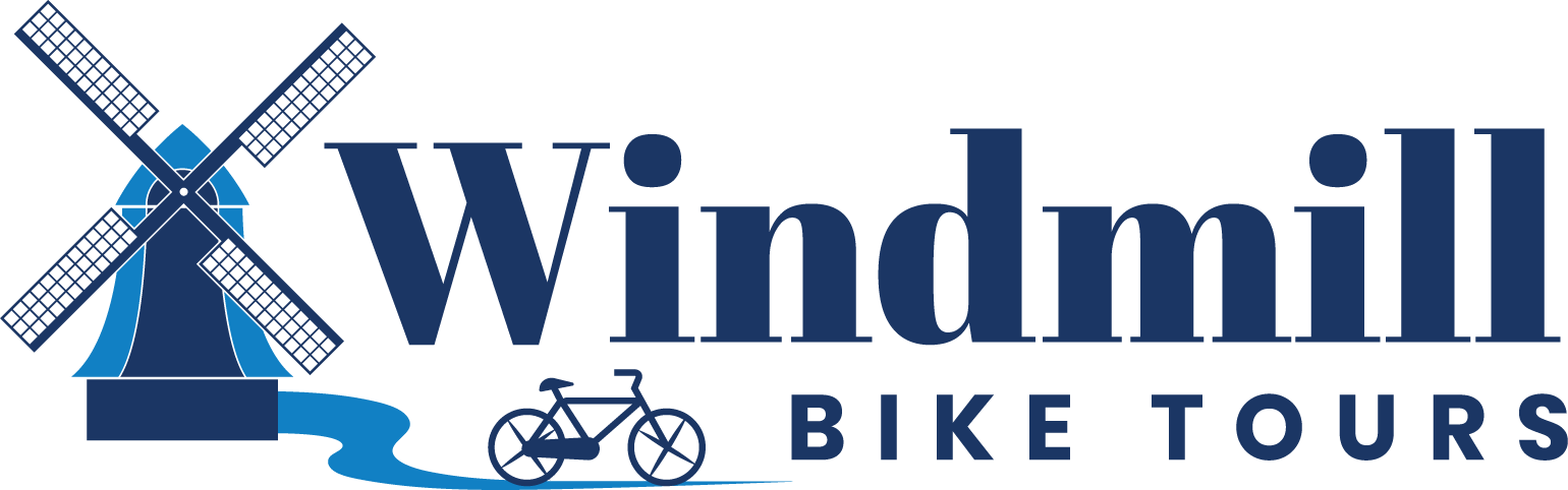 A green background with blue letters and a bike.
